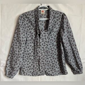 Vintage 70s Dark Academia Paisley Bow Tie Neck Blouse